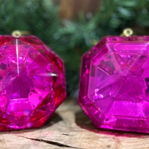 Set of 2, Jewel Ornaments, 4 Inch, Gem Ornaments, Wreath Attachment, Centerpiece - Picture 9 of 13